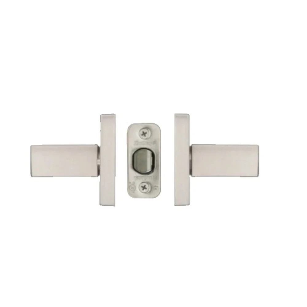 Kwikset Singapore Square Satin Nickel Bed/Bath Door Handle Microban and Lock